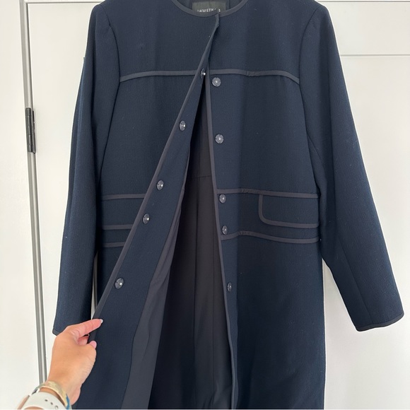Like New! Lafayette 148 New York Navy Wool Coat - Picture 4 of 6